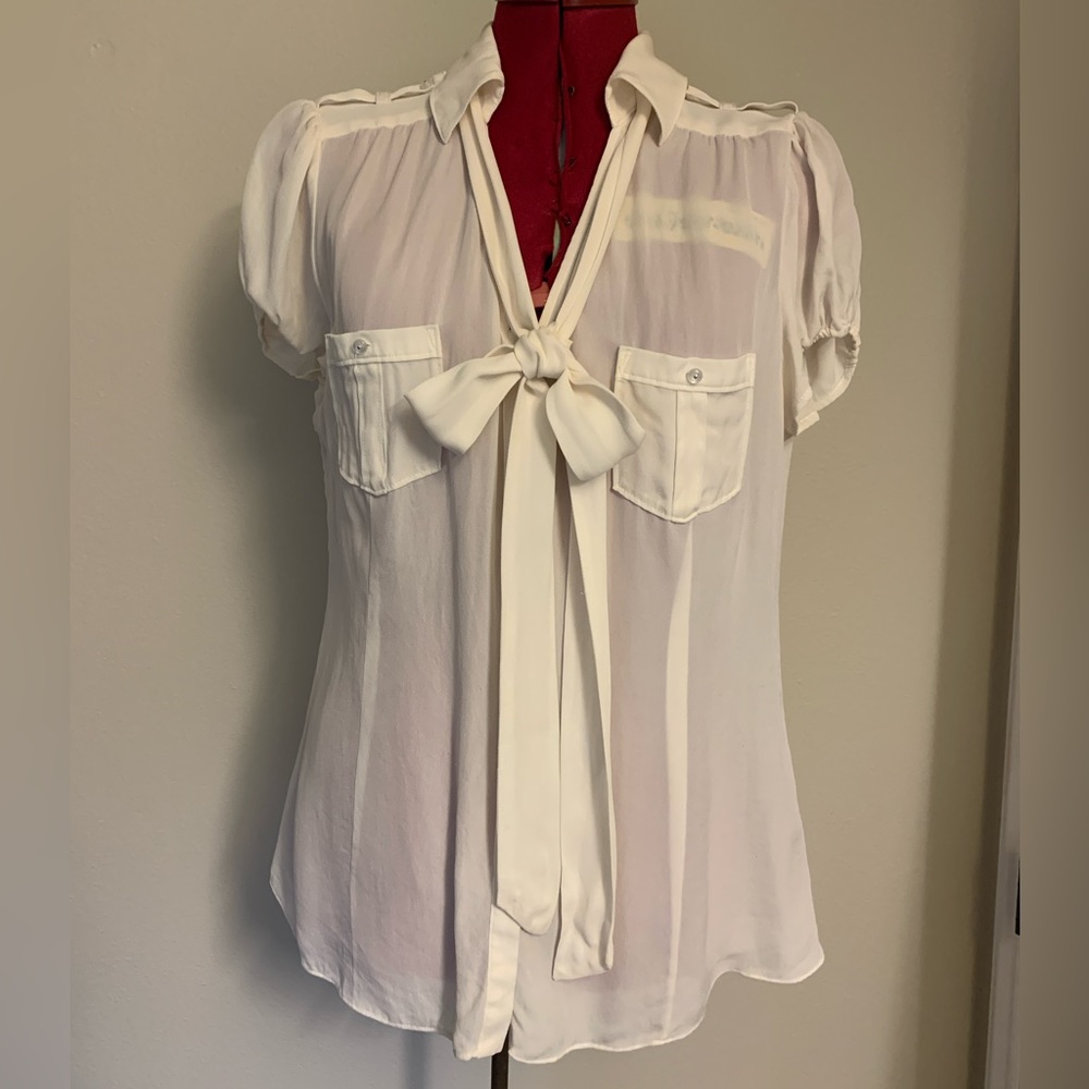 WHBM Cream 100% Silk Blouse Size 12